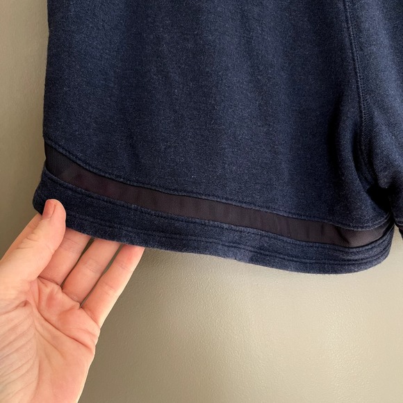Athleta Breathe Shortie Short Navy Blue Size Medium Sheer Mesh Cutout Athletic - Picture 12 of 15